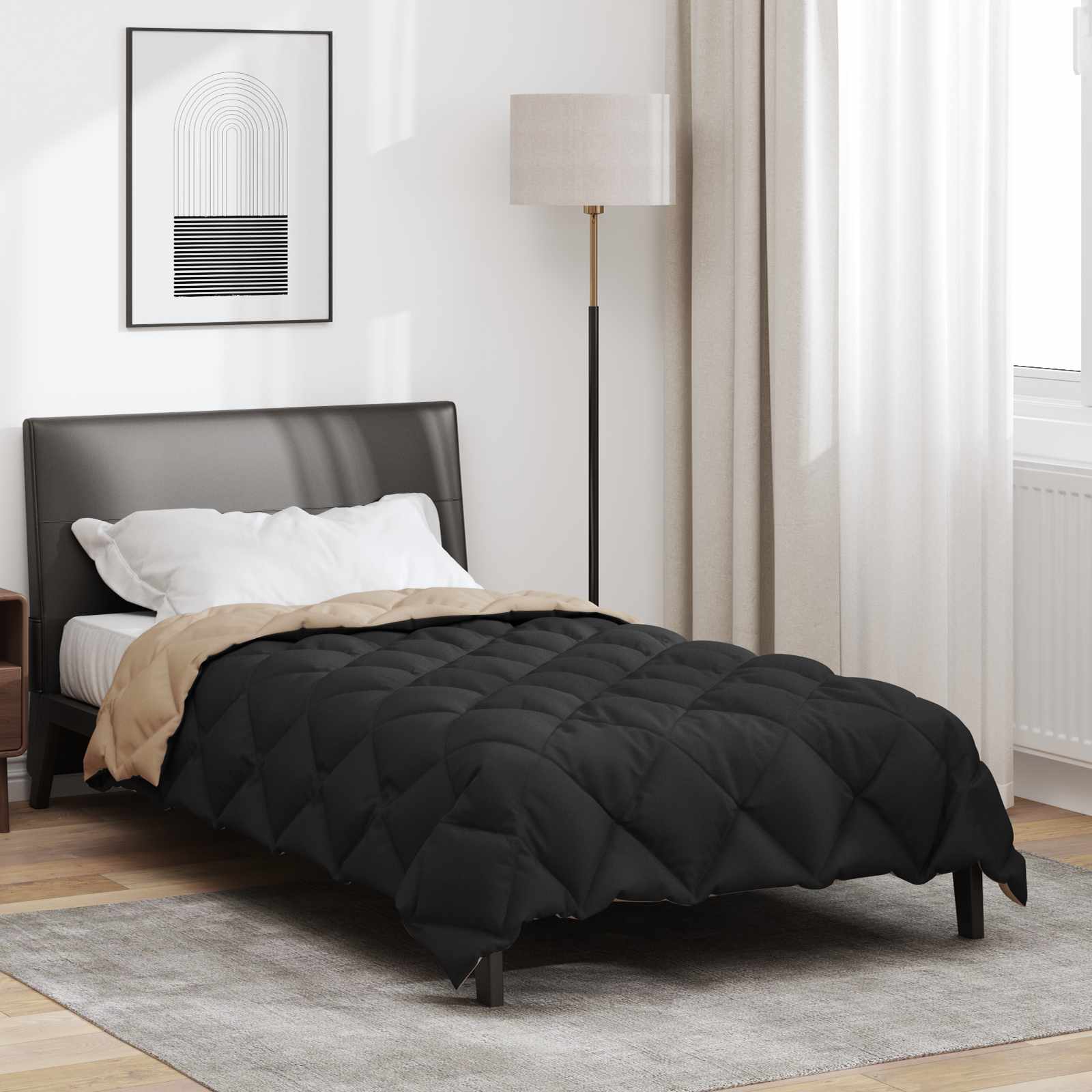Duvet Invernale Nero e Talpa 140 x 200 cm Microfibra