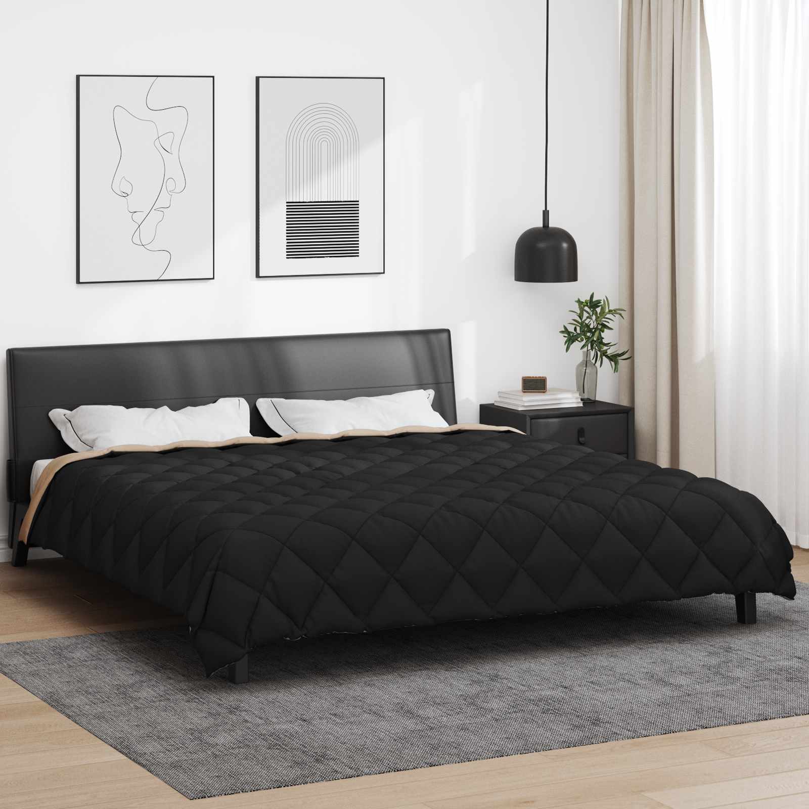 Duvet Invernale Nero e Talpa 240 x 260 cm Microfibra