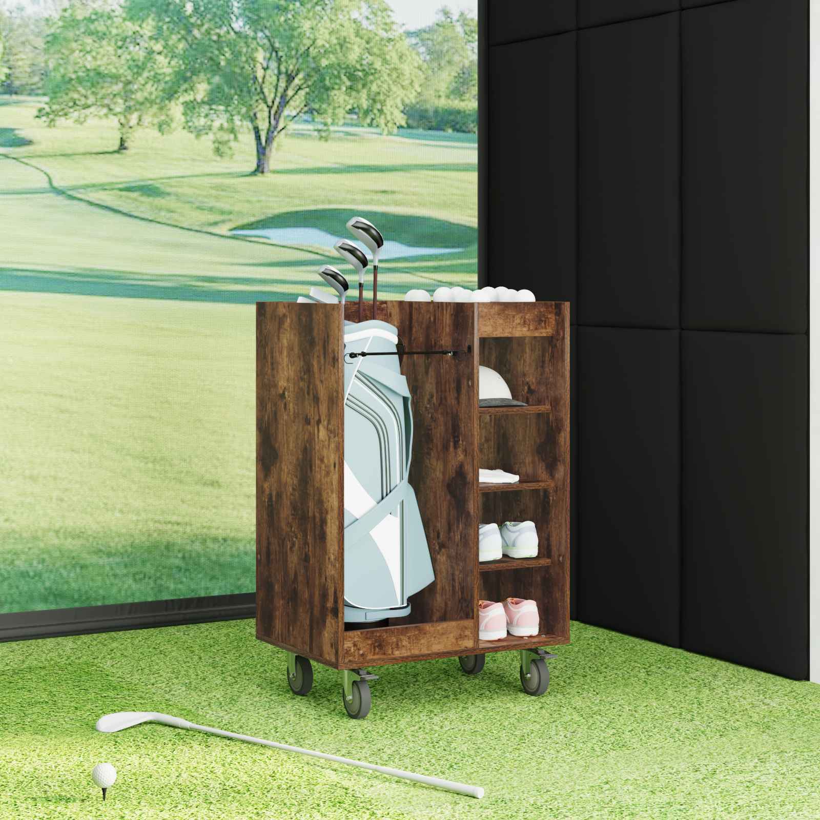 Armadio per Golf con ruota Rovere fumé 65 x 45 x 98 cm