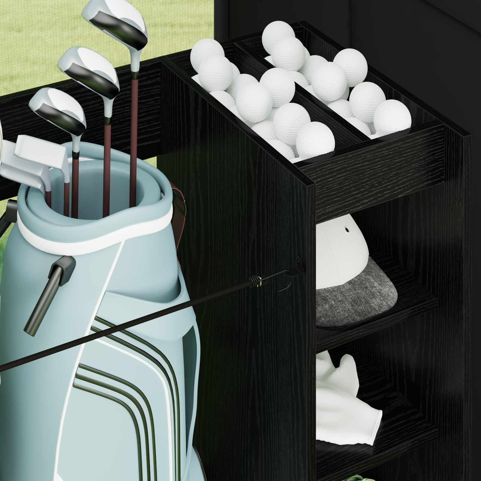 Armadio per Golf con ruota Rovere Nero 120 x 45 x 98 cm
