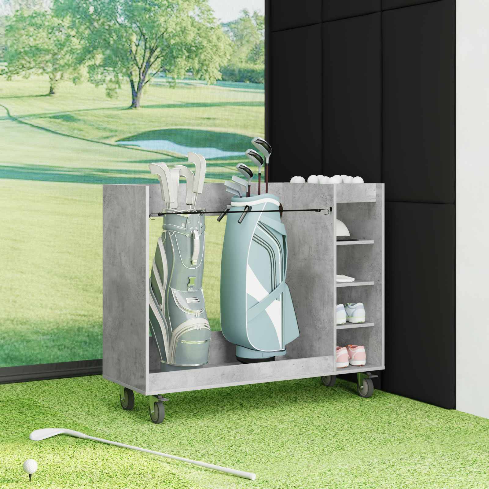 Armadio per Golf con ruota Grigio cemento 120 x 45 x 98 cm