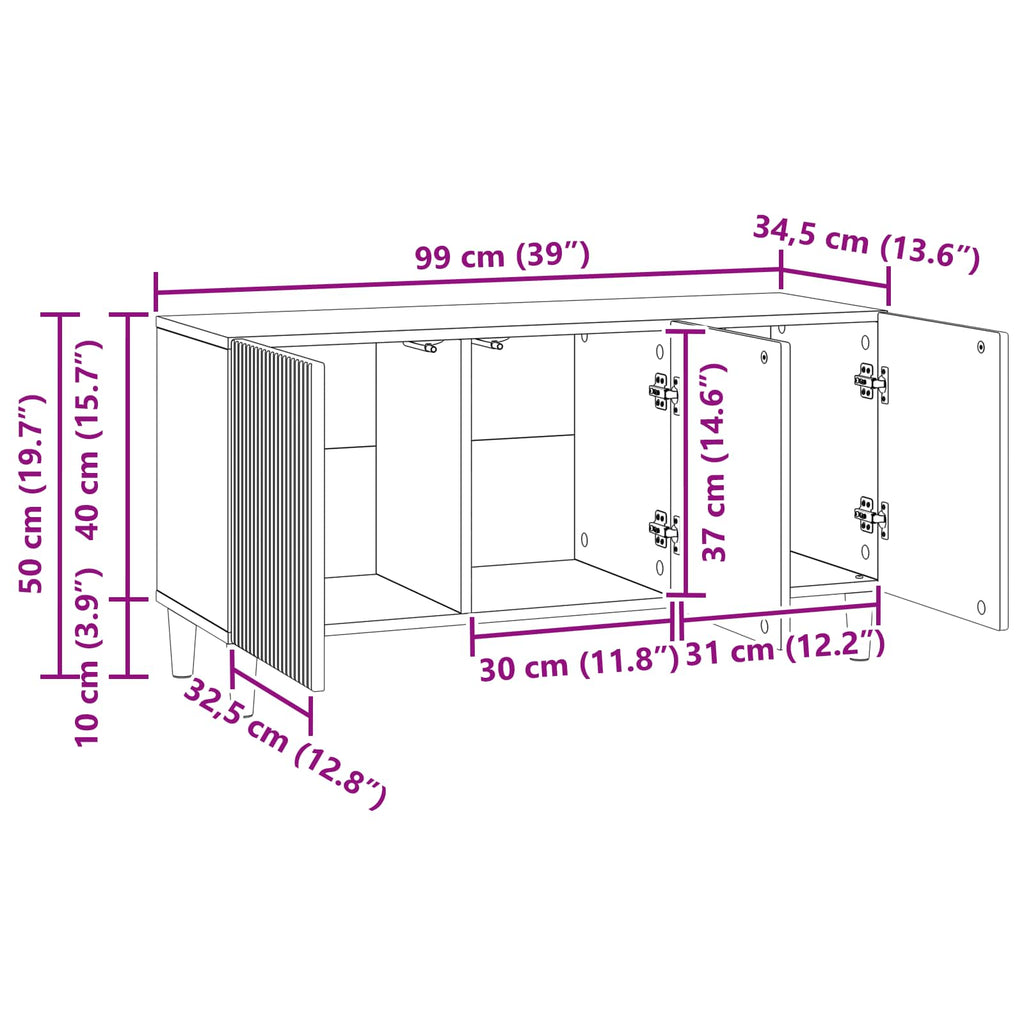 Mobile TV Rovere Fumo 99 x 34,5 x 50 cm Legno ingegnerizzato