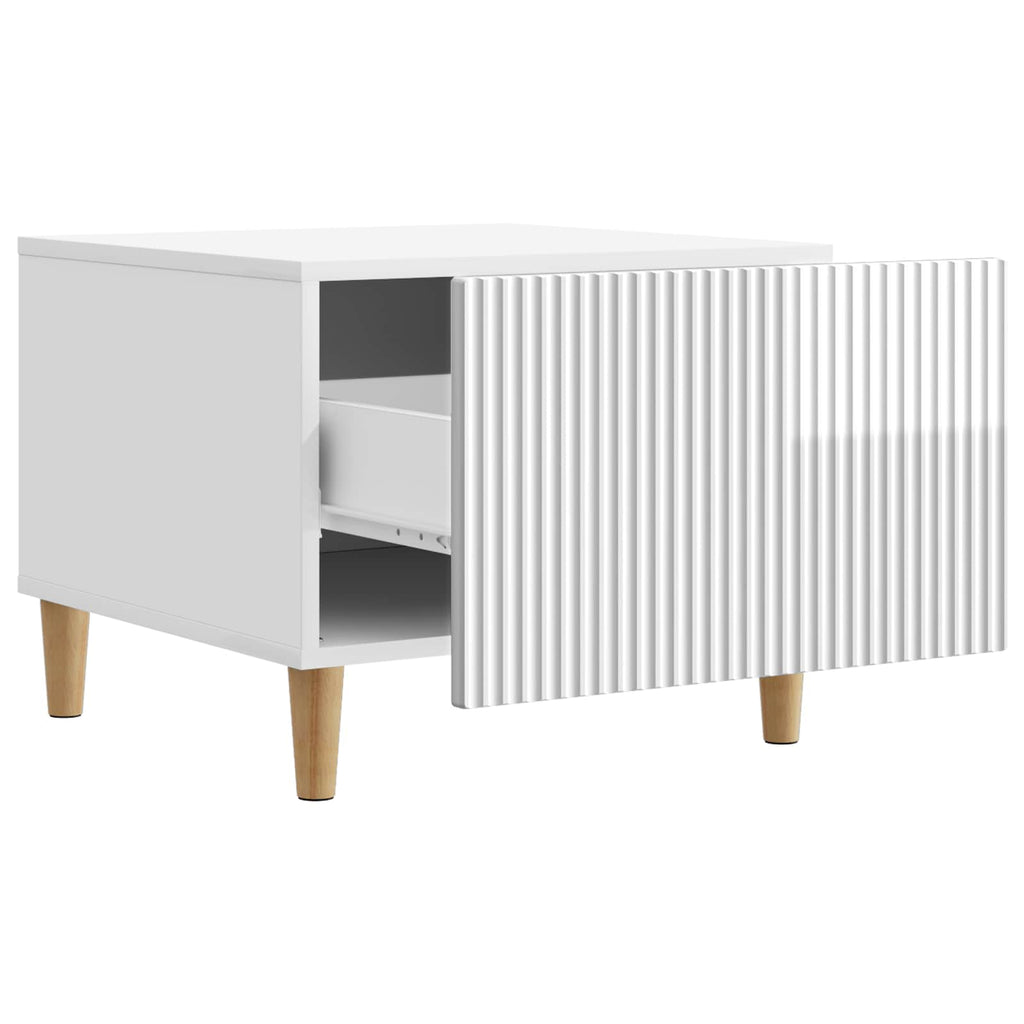 Tavolino da salotto con cassetto Bianco Lucido 49 x 50 x 40 cm