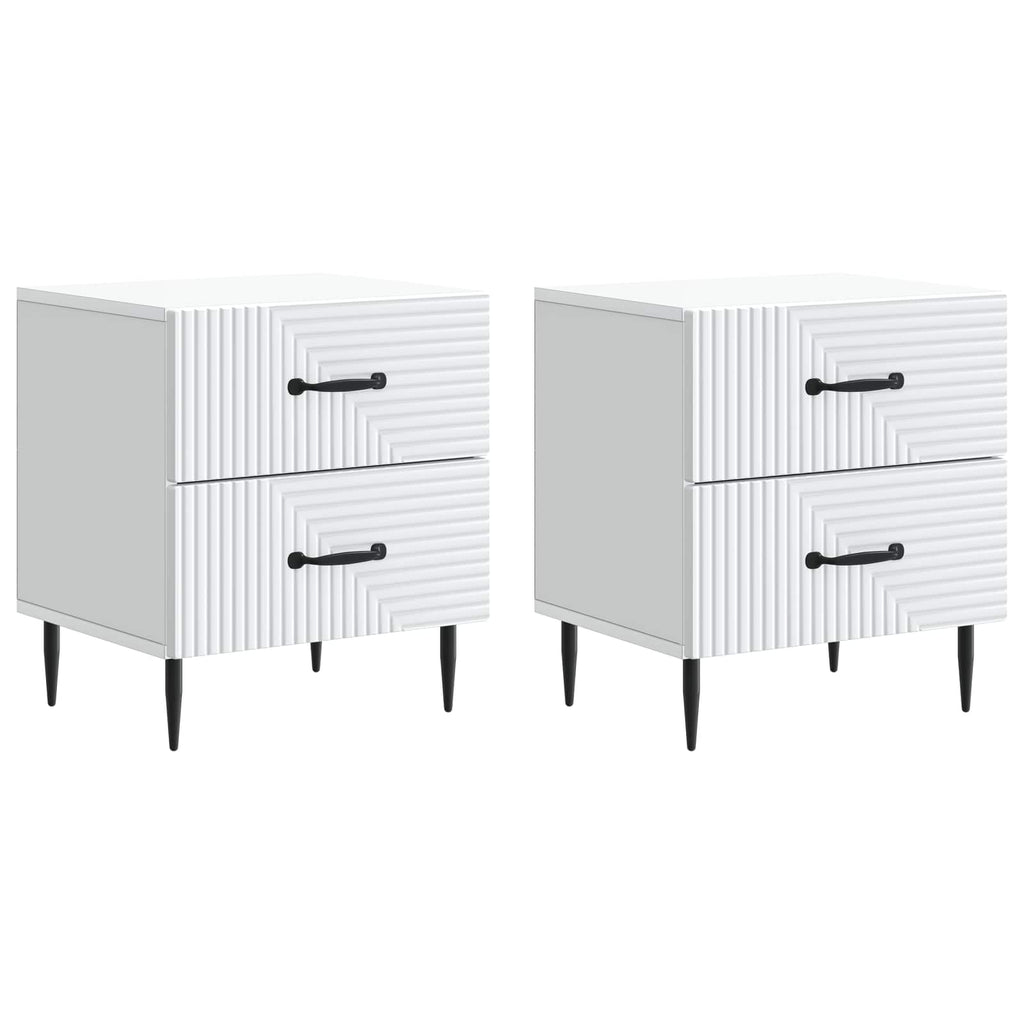 Armadio da Notte con cassetto 2 pcs Bianco 43 x 34,5 x 47,5 cm