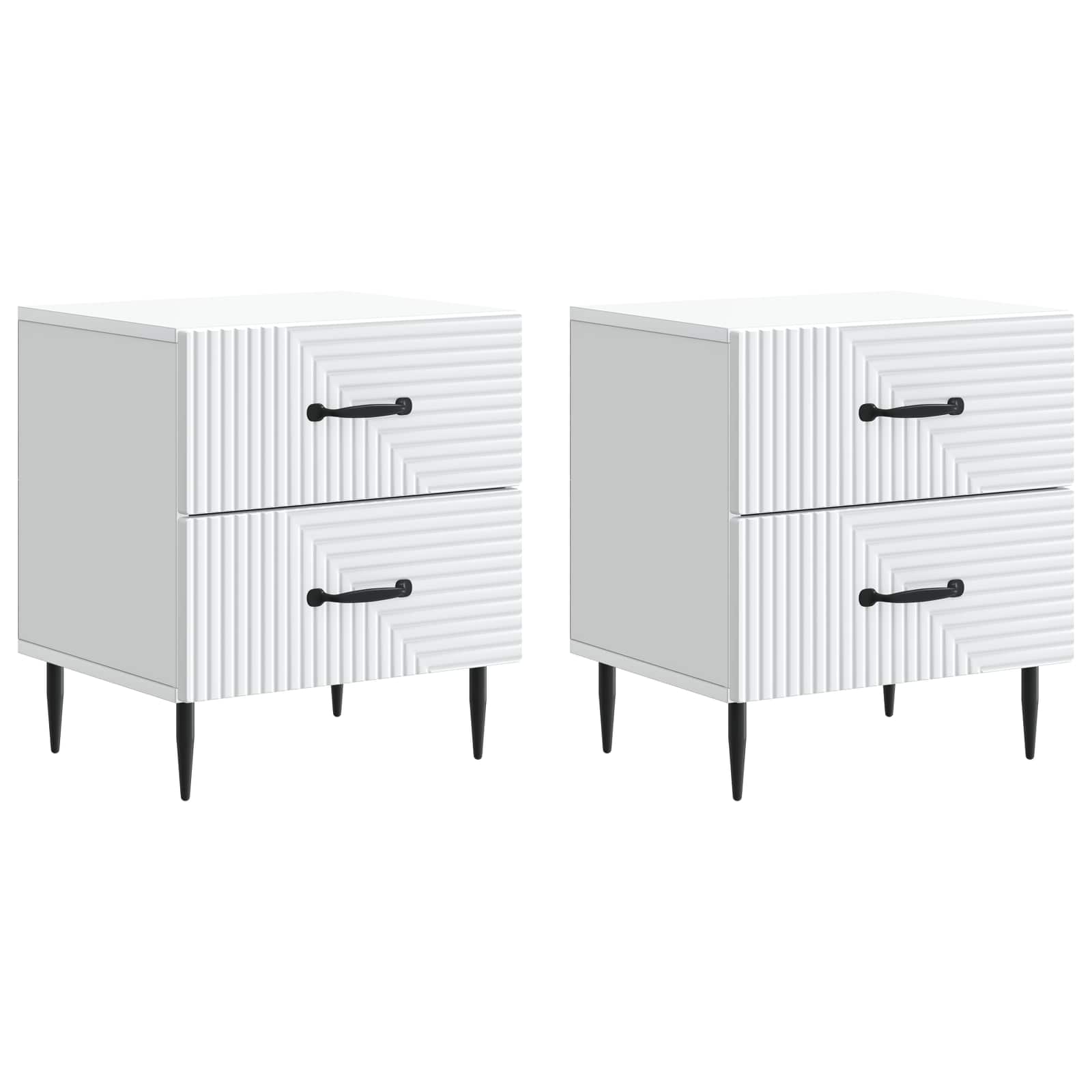 Armadio da Notte con cassetto 2 pcs Bianco 43 x 34,5 x 47,5 cm