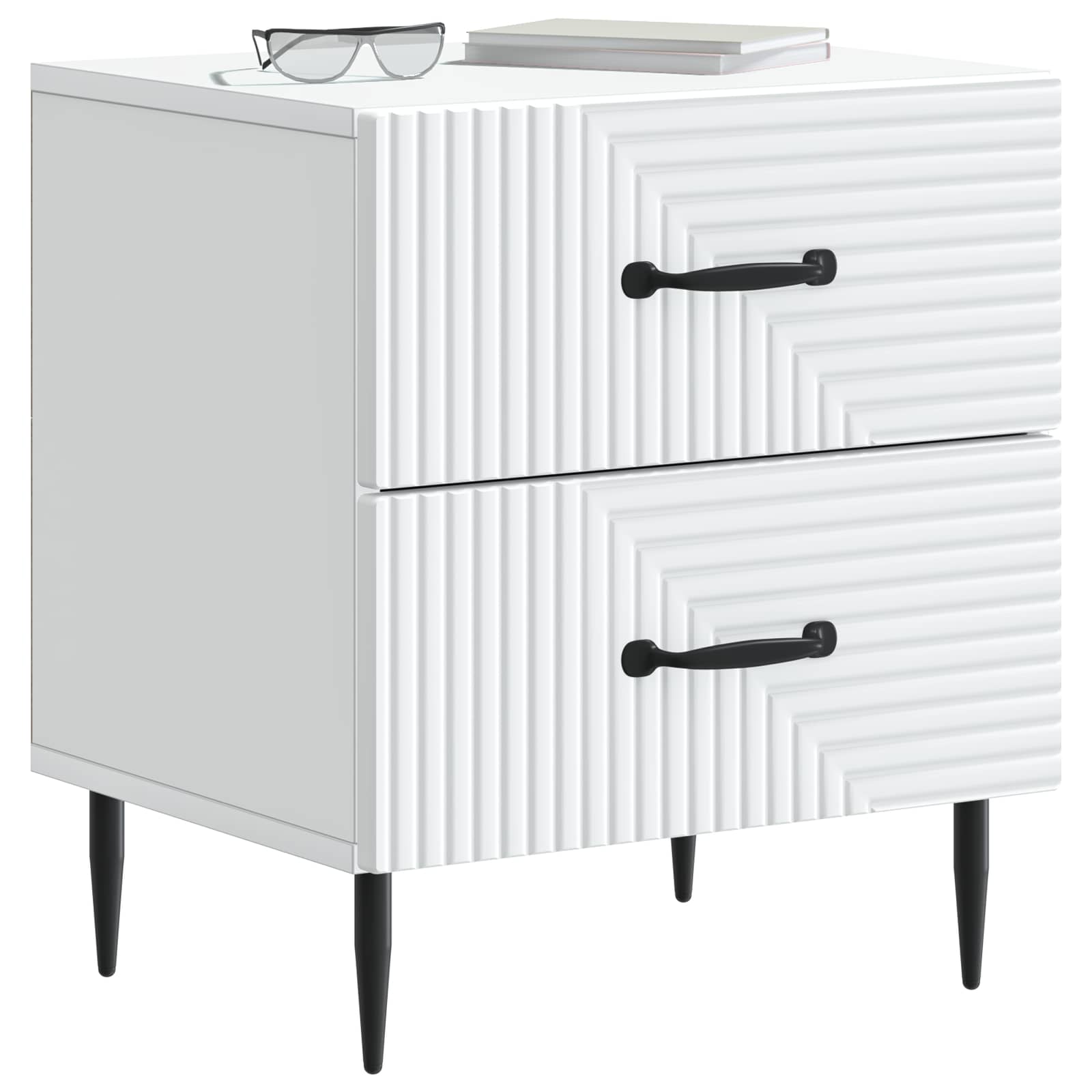 Armadio da Notte con cassetto 2 pcs Bianco 43 x 34,5 x 47,5 cm