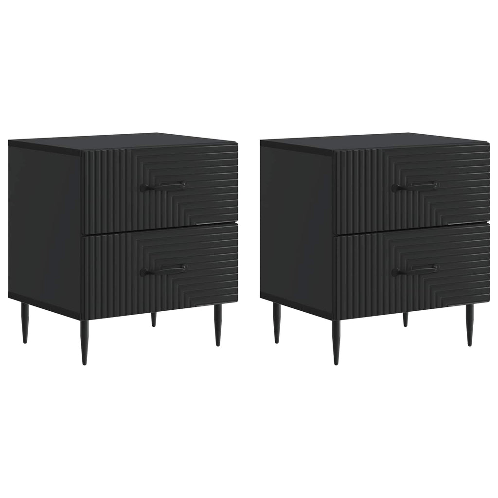 Armadio da Notte con cassetto 2 pcs Nero 43 x 34,5 x 47,5 cm