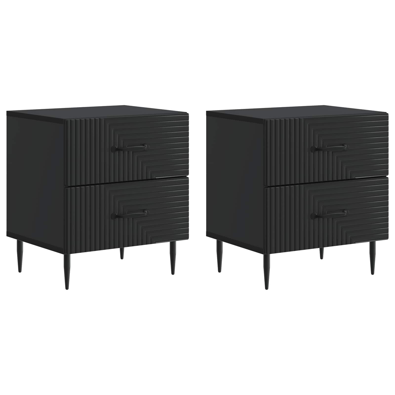 Armadio da Notte con cassetto 2 pcs Nero 43 x 34,5 x 47,5 cm