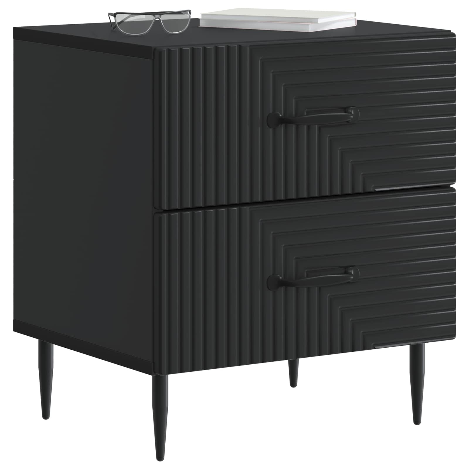 Armadio da Notte con cassetto 2 pcs Nero 43 x 34,5 x 47,5 cm
