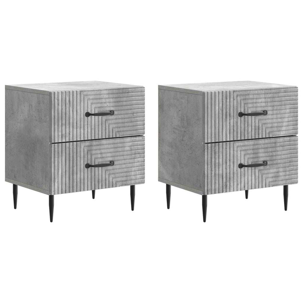 Armadio da Notte 2 pcs Grigio Cemento 43 x 34,5 x 47,5 cm