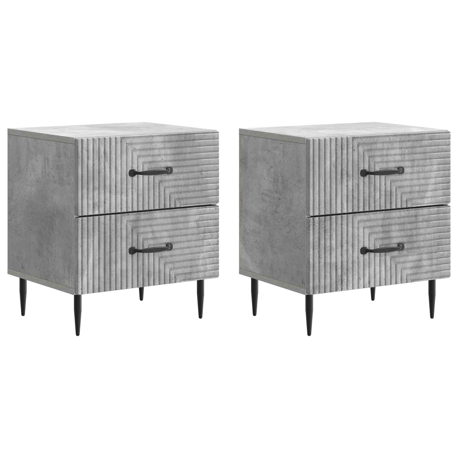 Armadio da Notte 2 pcs Grigio Cemento 43 x 34,5 x 47,5 cm