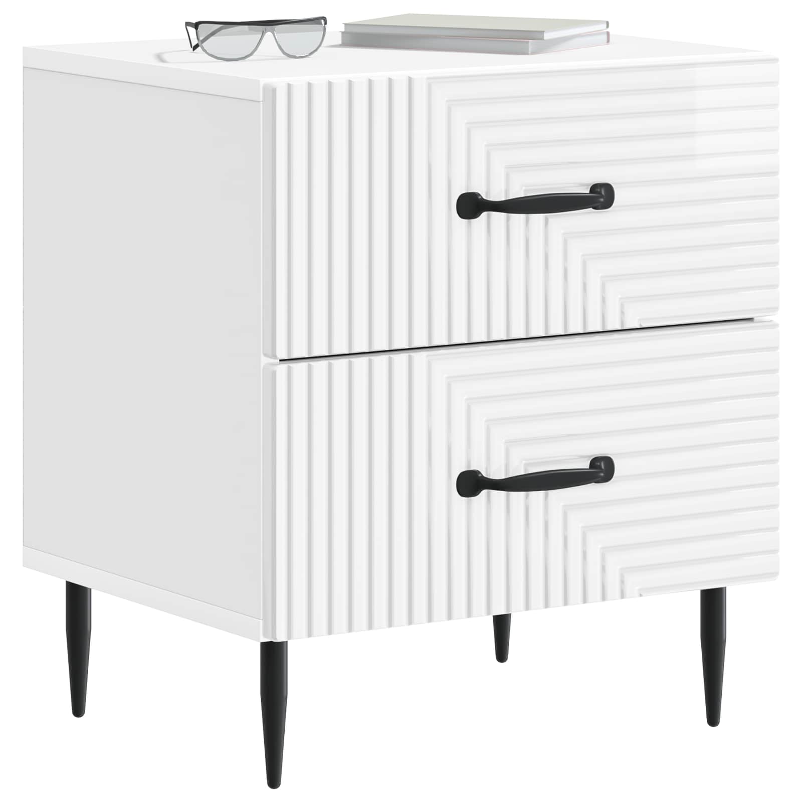 Armadio da Notte con cassetto Bianco Lucido 43 x 34,5 x 47,5 cm