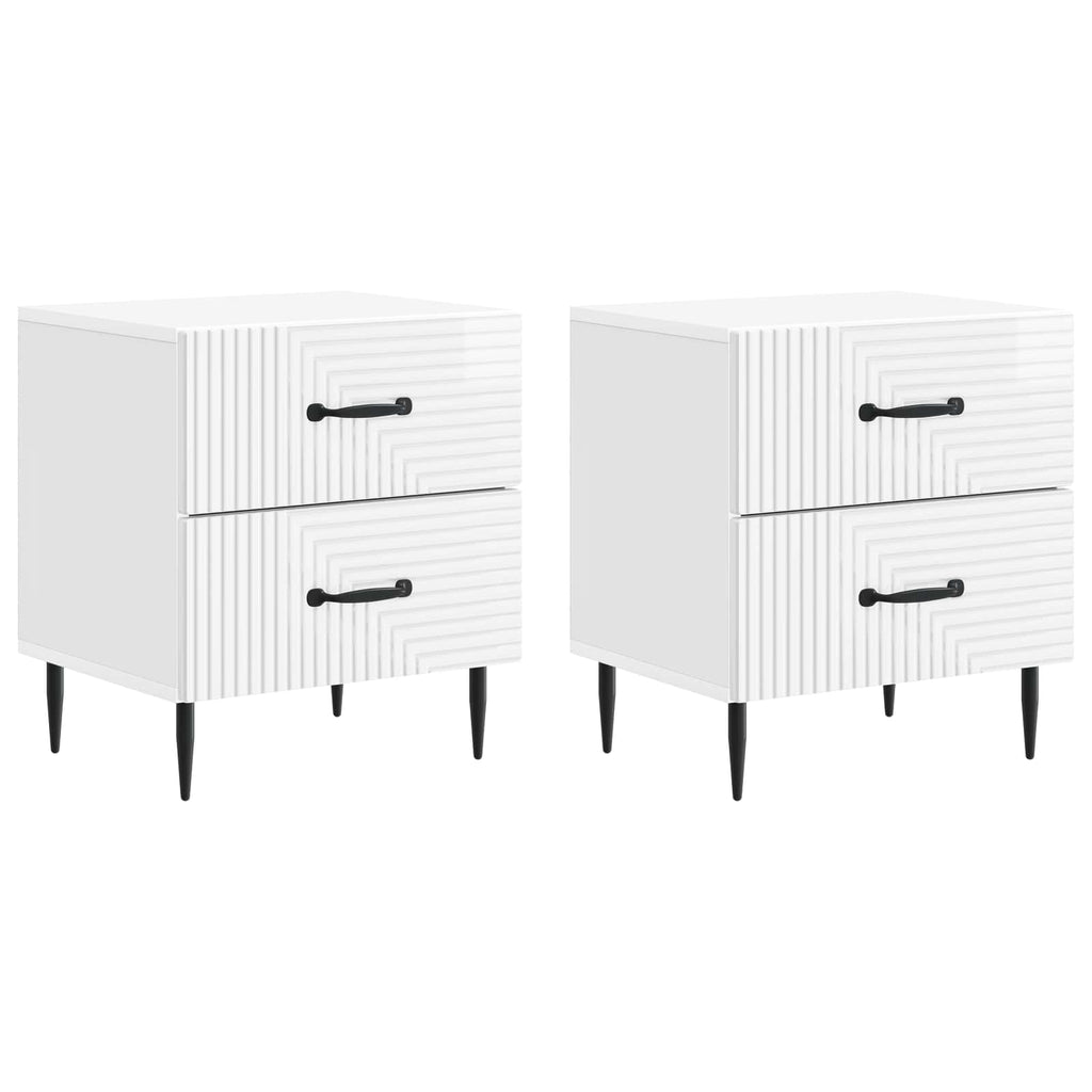 Armadio da Notte 2 pcs Bianco Lucido 43 x 34,5 x 47,5 cm