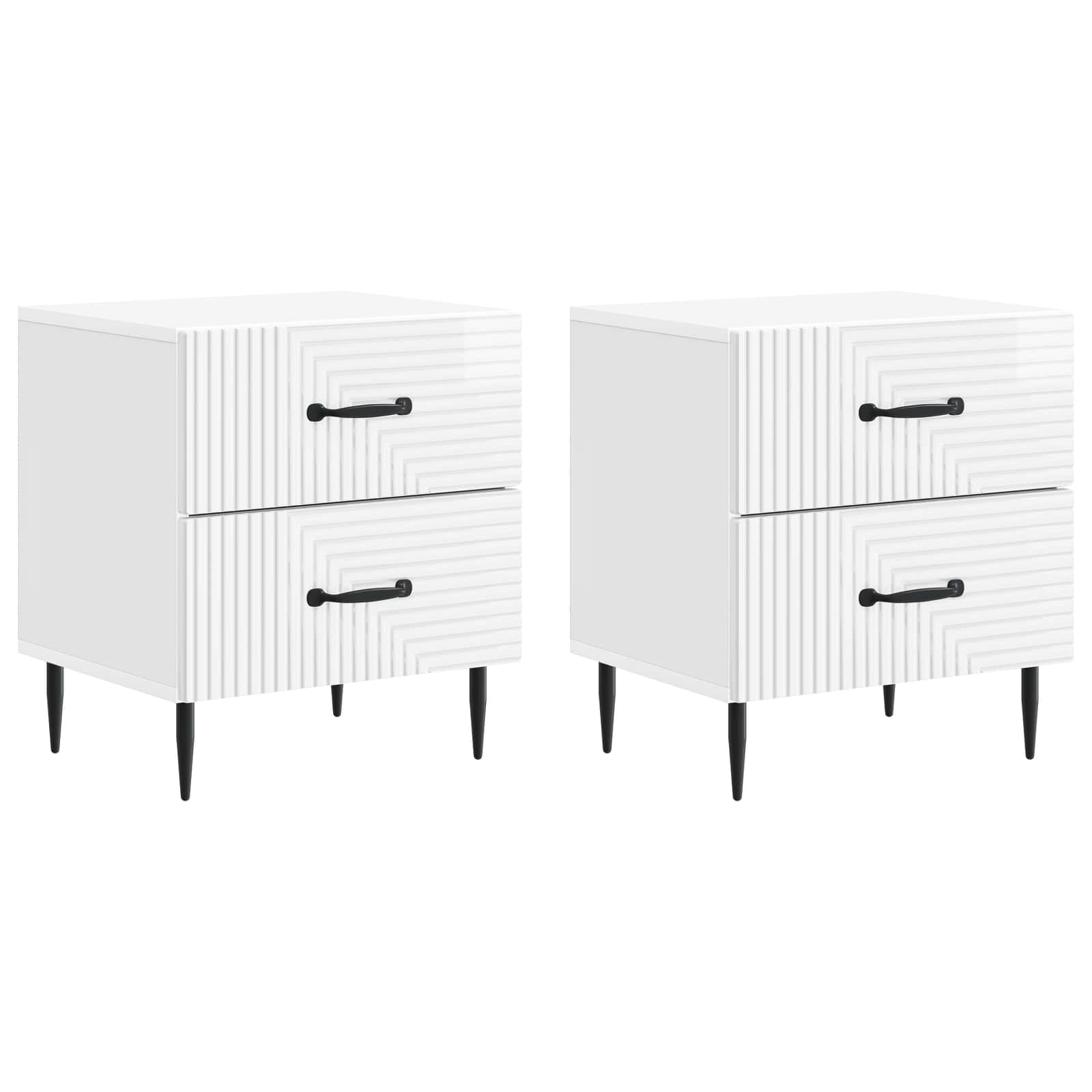 Armadio da Notte 2 pcs Bianco Lucido 43 x 34,5 x 47,5 cm