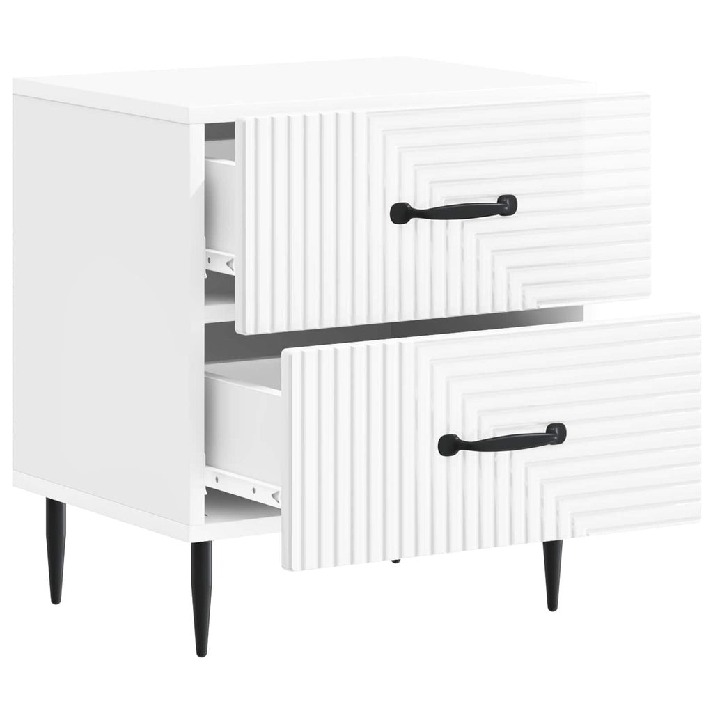 Armadio da Notte 2 pcs Bianco Lucido 43 x 34,5 x 47,5 cm