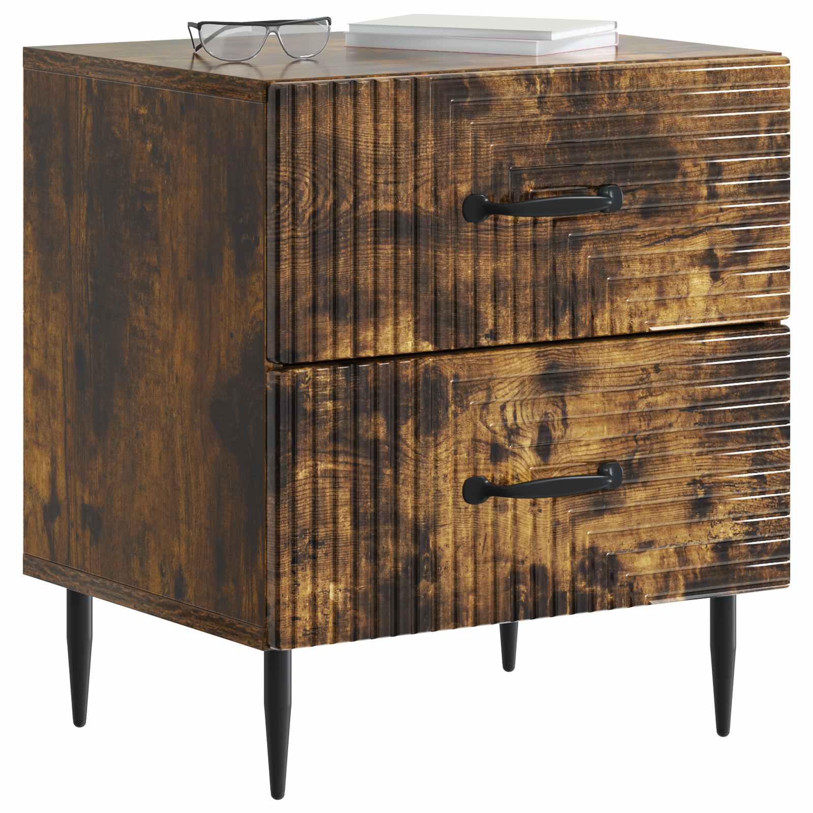 Armadio da Notte 2 pcs Rovere Fumo 43 x 34,5 x 47,5 cm