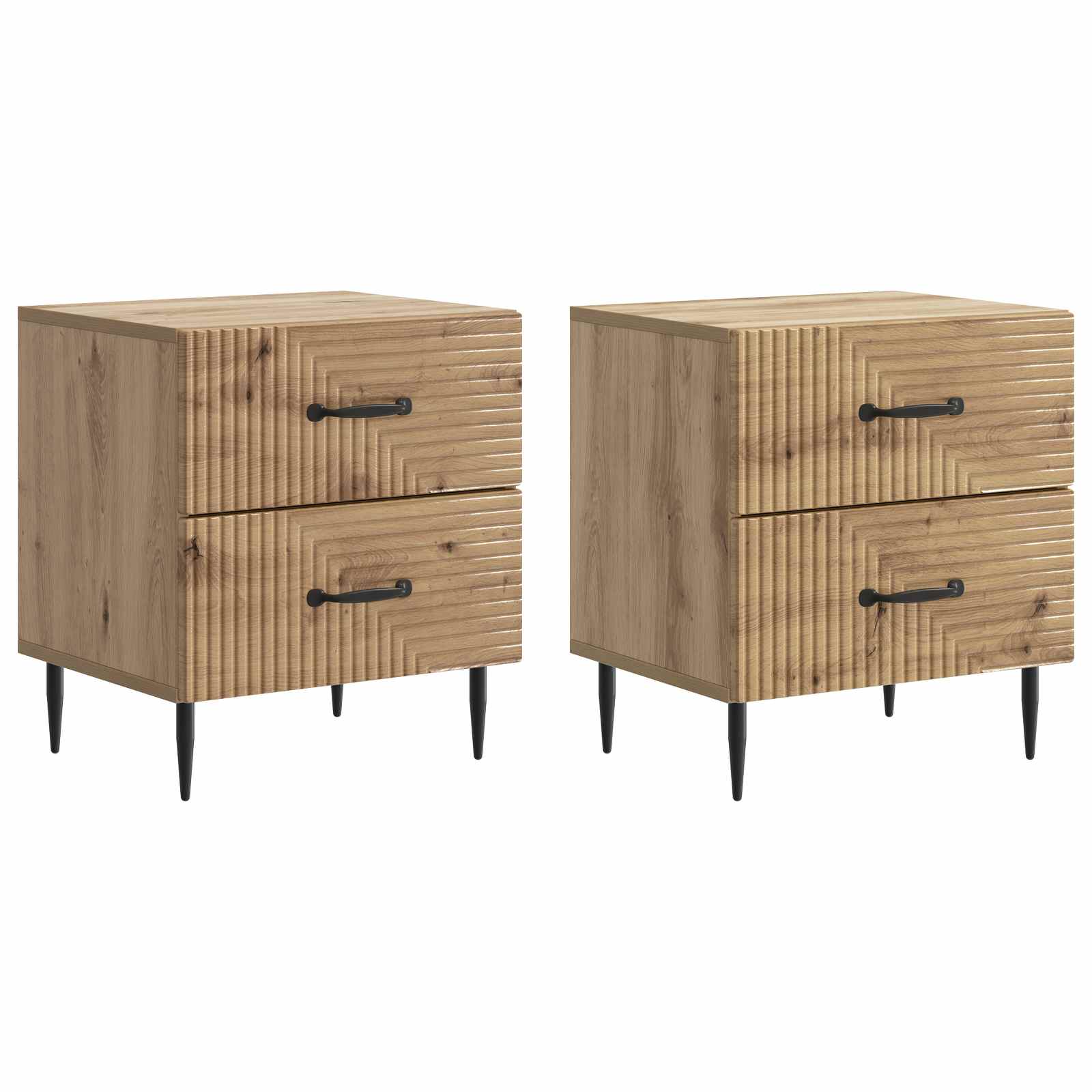 Armadio da Notte 2 pcs Rovere Artigianale 43 x 34,5 x 47,5 cm