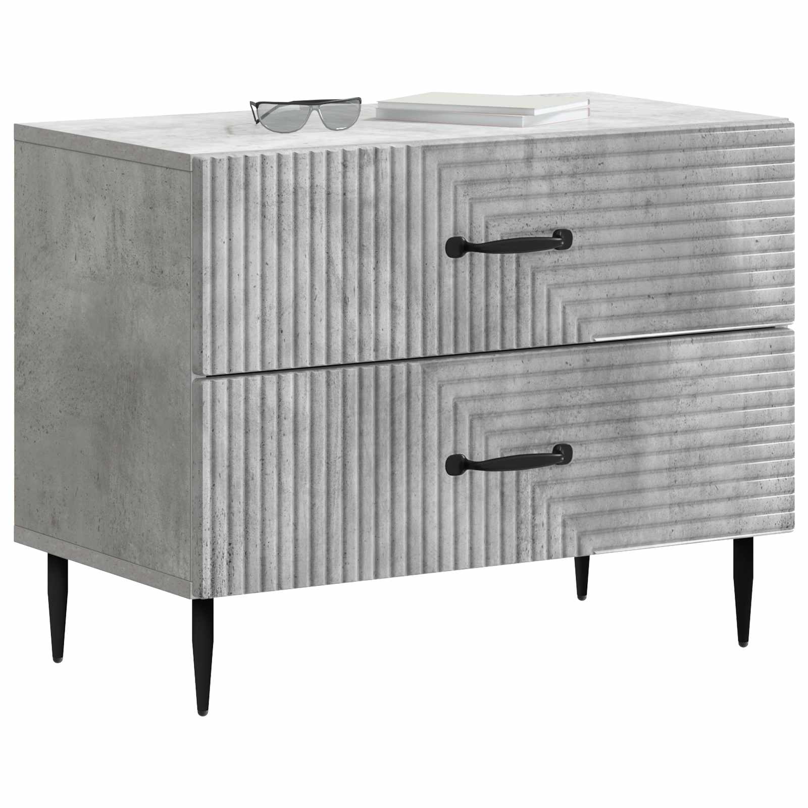 Armadio da Notte Grigio Cemento 62 x 34,5 x 47,5 cm