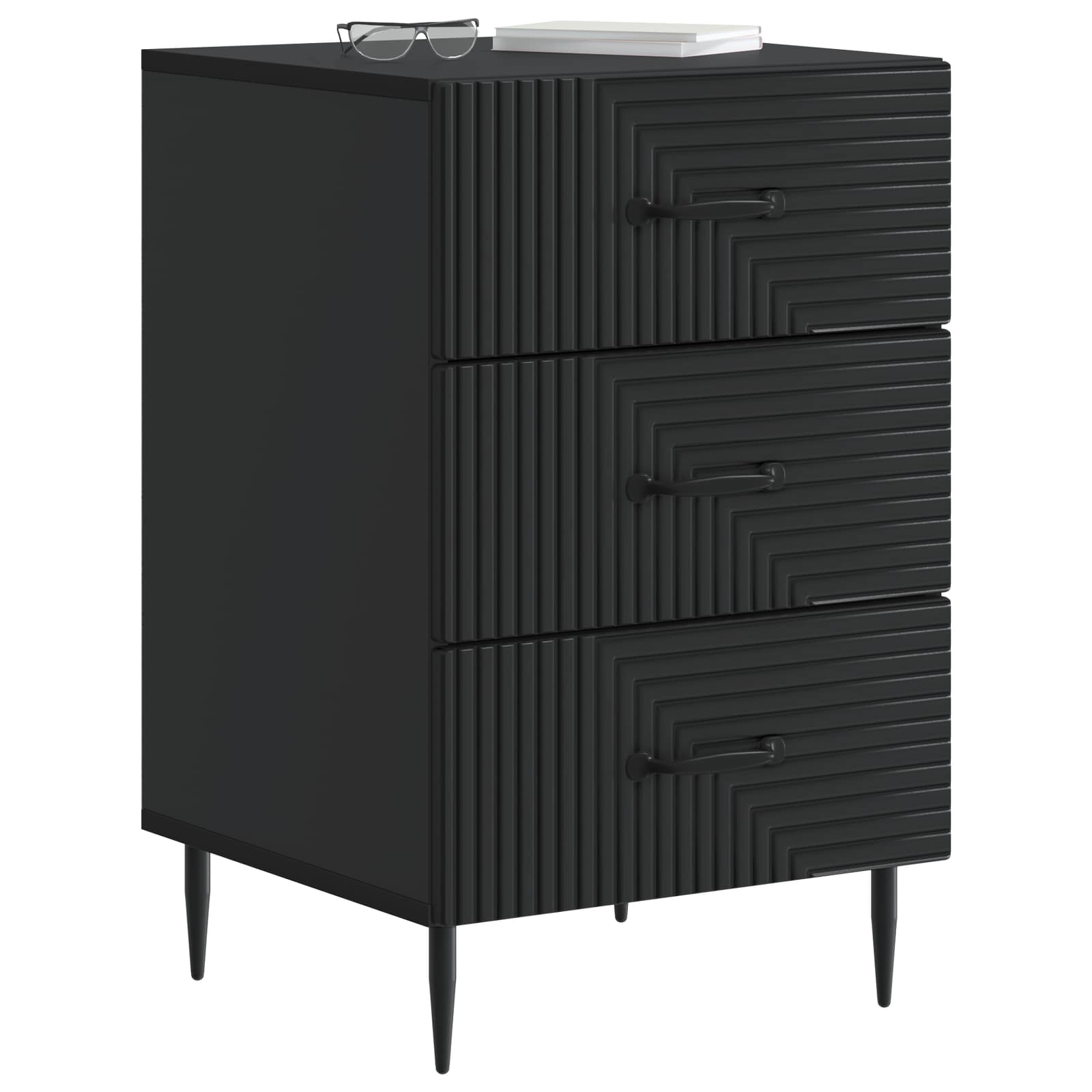 Armadio da Notte Nero 43 x 41 x 66,5 cm Legno ingegnerizzato