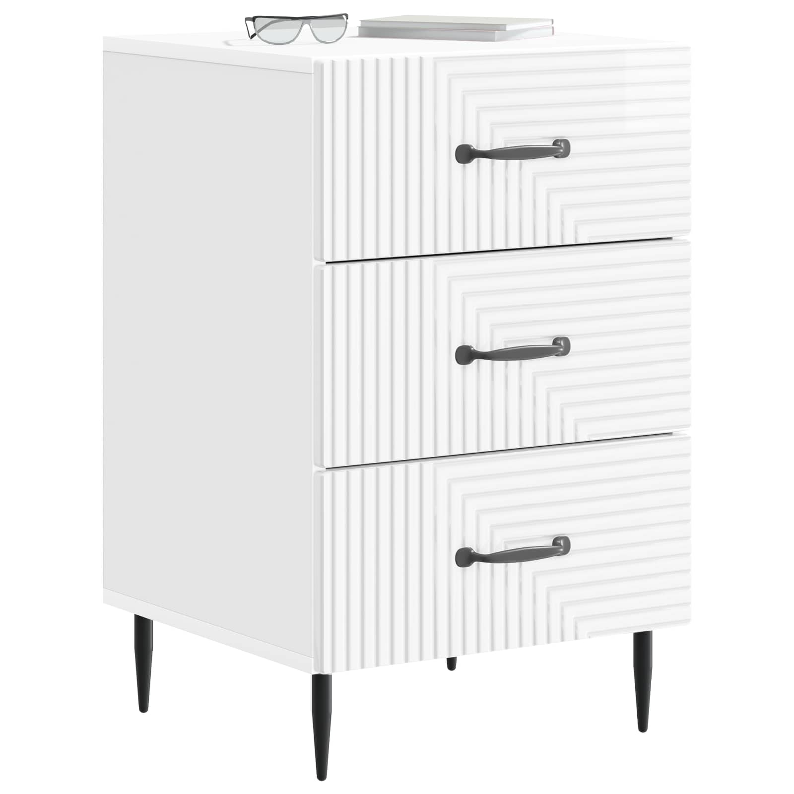 Armadio da Notte con cassetto Bianco Lucido 43 x 41 x 66,5 cm