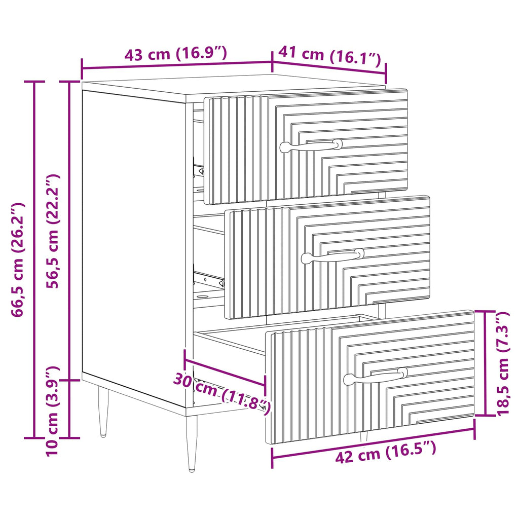 Armadio da Notte con cassetto Rovere Fumo 43 x 41 x 66,5 cm