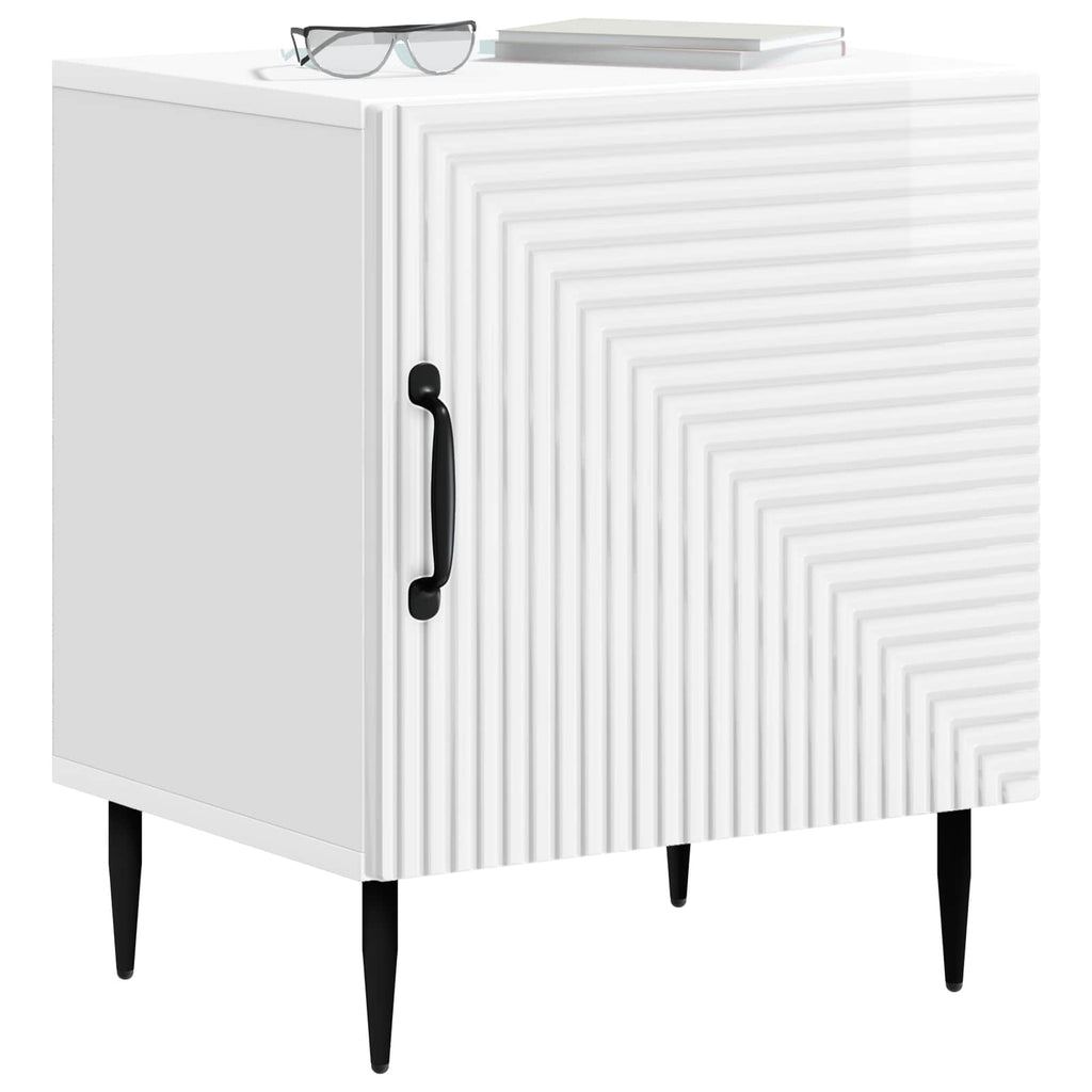 Armadio da Notte 2 pcs Bianco Lucido 43 x 34,5 x 50 cm