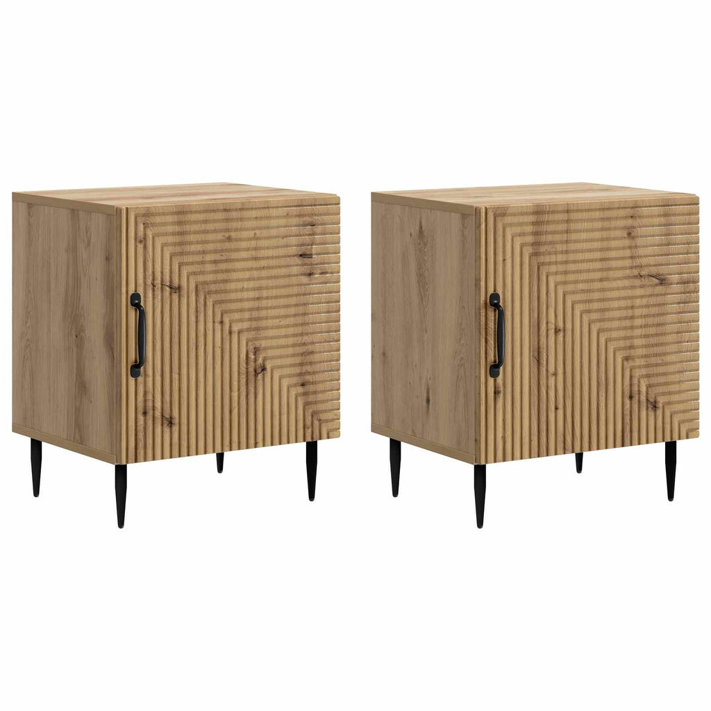 Armadio da Notte 2 pcs Rovere Artigianale 43 x 34,5 x 50 cm