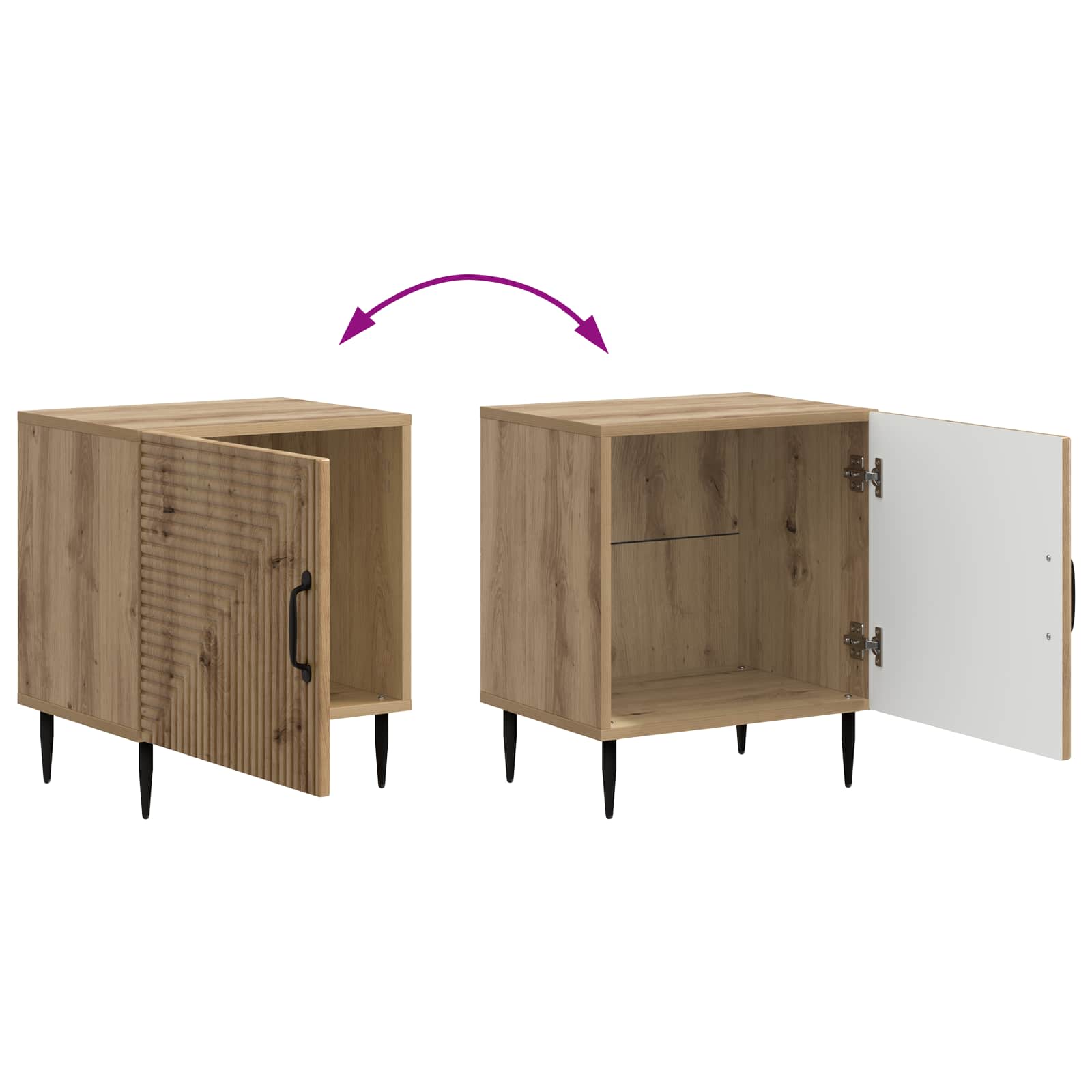Armadio da Notte 2 pcs Rovere Artigianale 43 x 34,5 x 50 cm