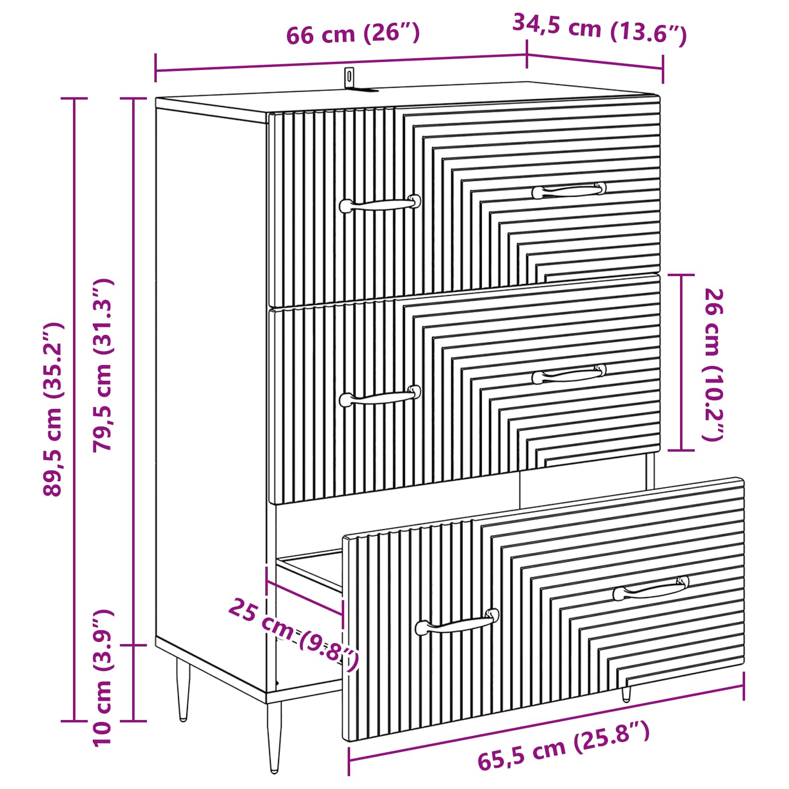 Mobile con Cassetti Rovere Artigianale 66 x 34,5 x 89,5 cm