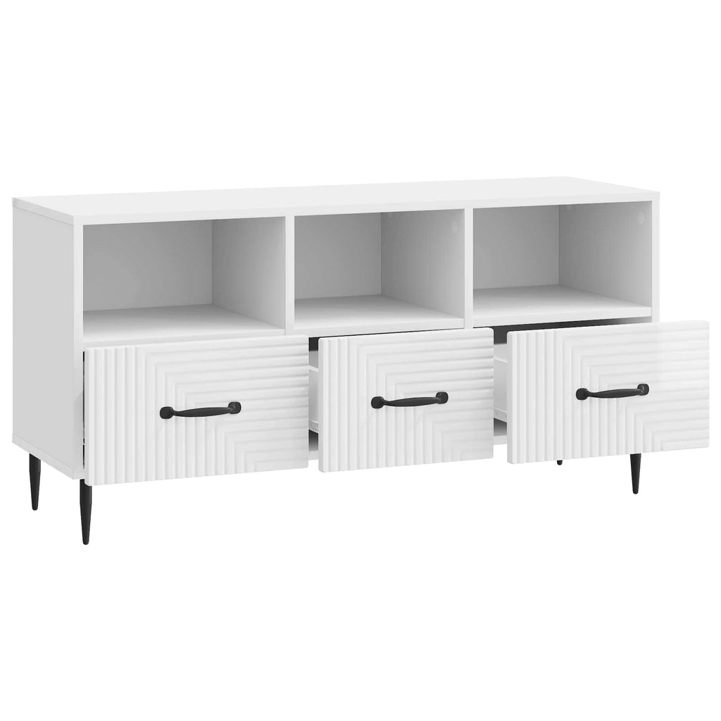 Mobile TV Bianco Lucido 102 x 34,5 x 50 cm Legno ingegnerizzato