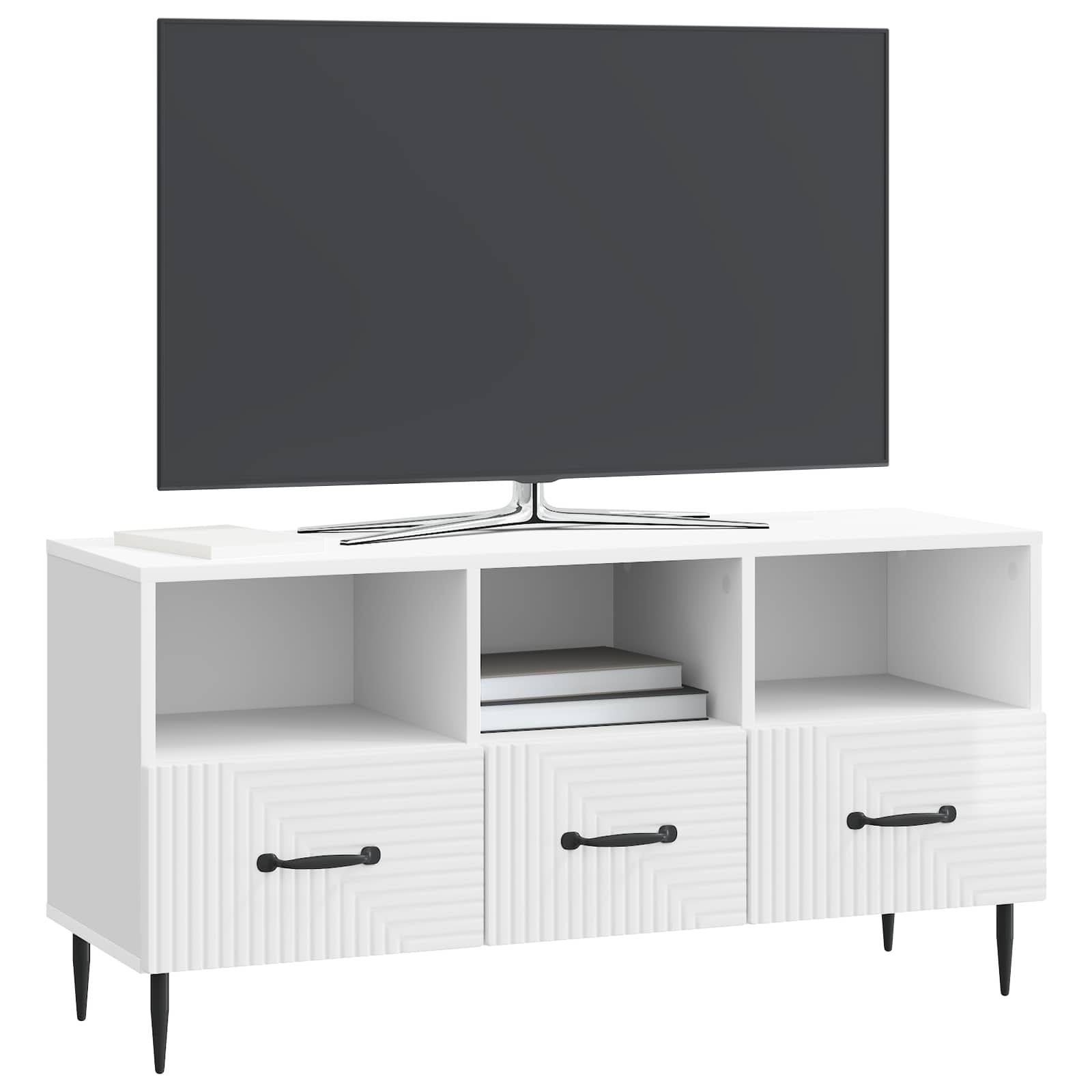Mobile TV Bianco Lucido 102 x 34,5 x 50 cm Legno ingegnerizzato