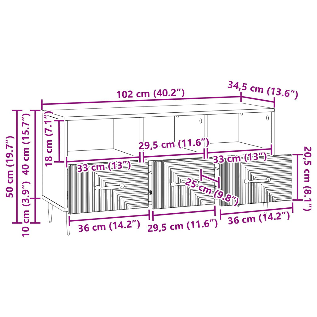 Mobile TV Legno antico 102 x 34,5 x 50 cm Legno ingegnerizzato