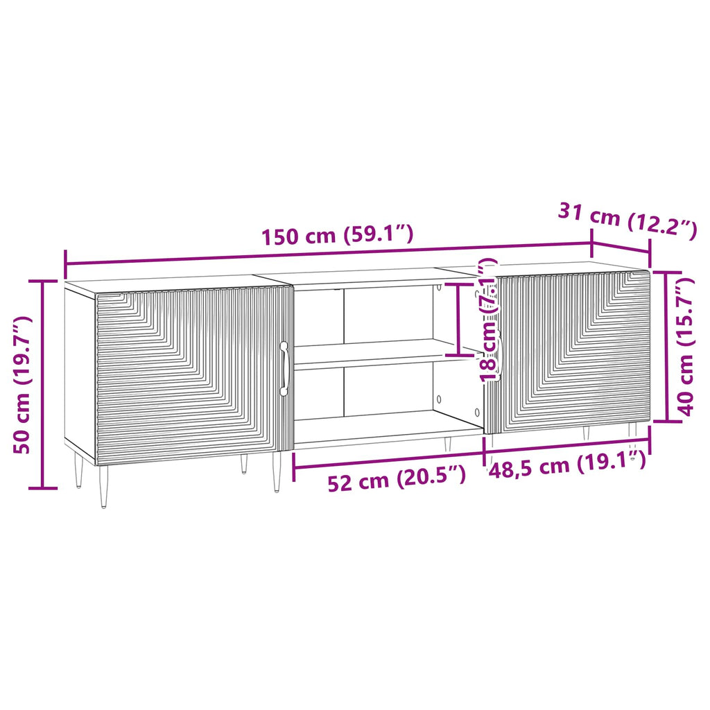 Mobile TV Bianco Lucido 150 x 31 x 50 cm Legno ingegnerizzato