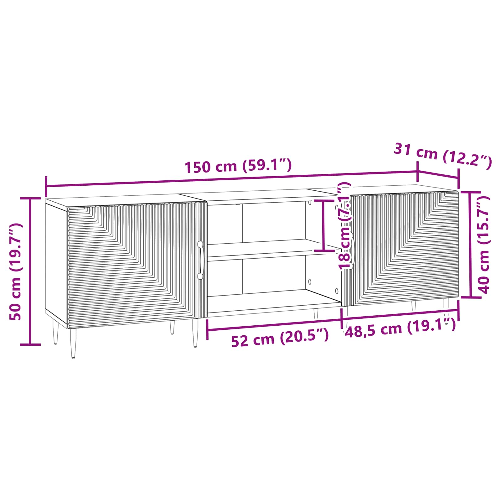 Mobile TV Grigio Sonoma 150 x 31 x 50 cm Legno ingegnerizzato
