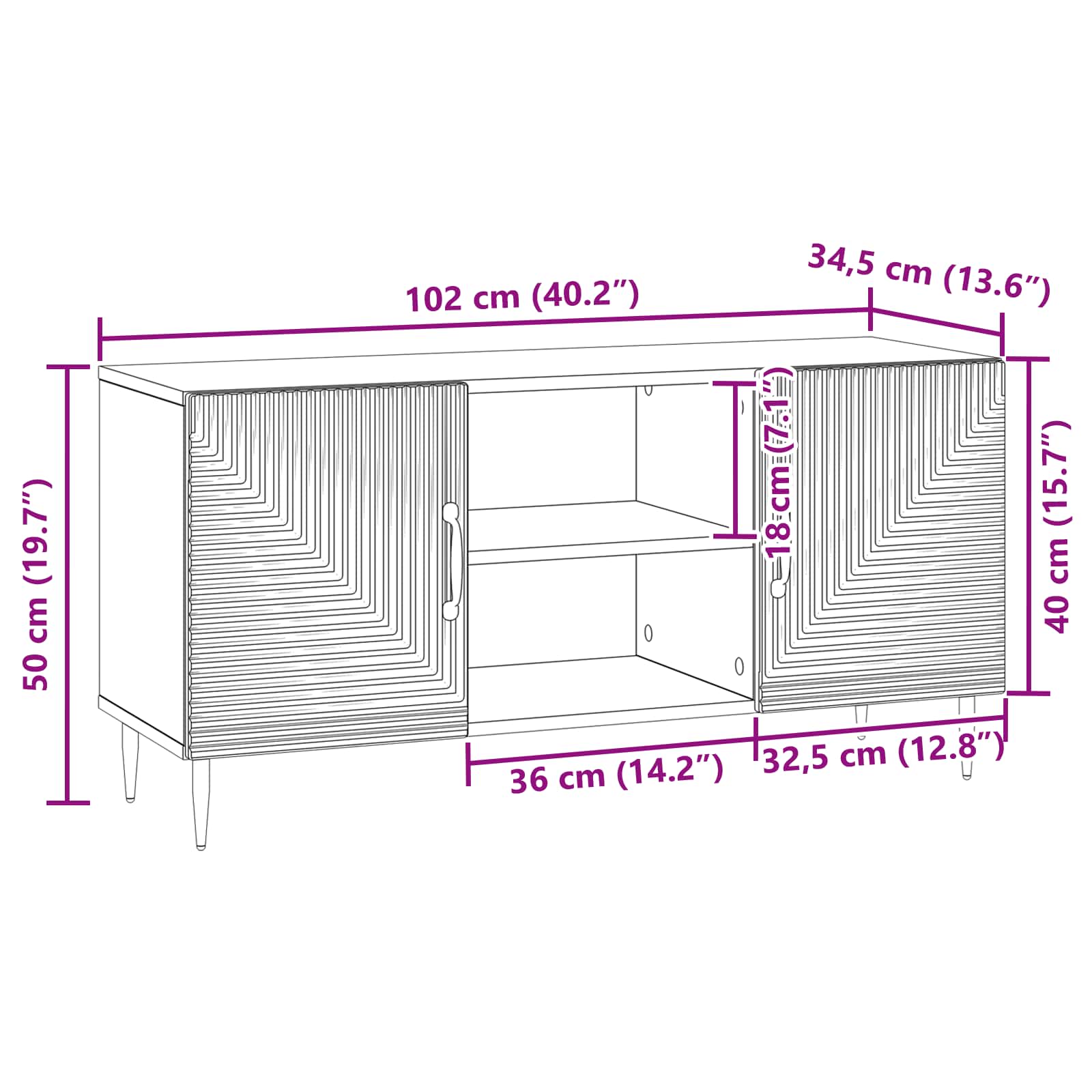 Mobile TV Nero 102 x 34,5 x 50 cm Legno ingegnerizzato