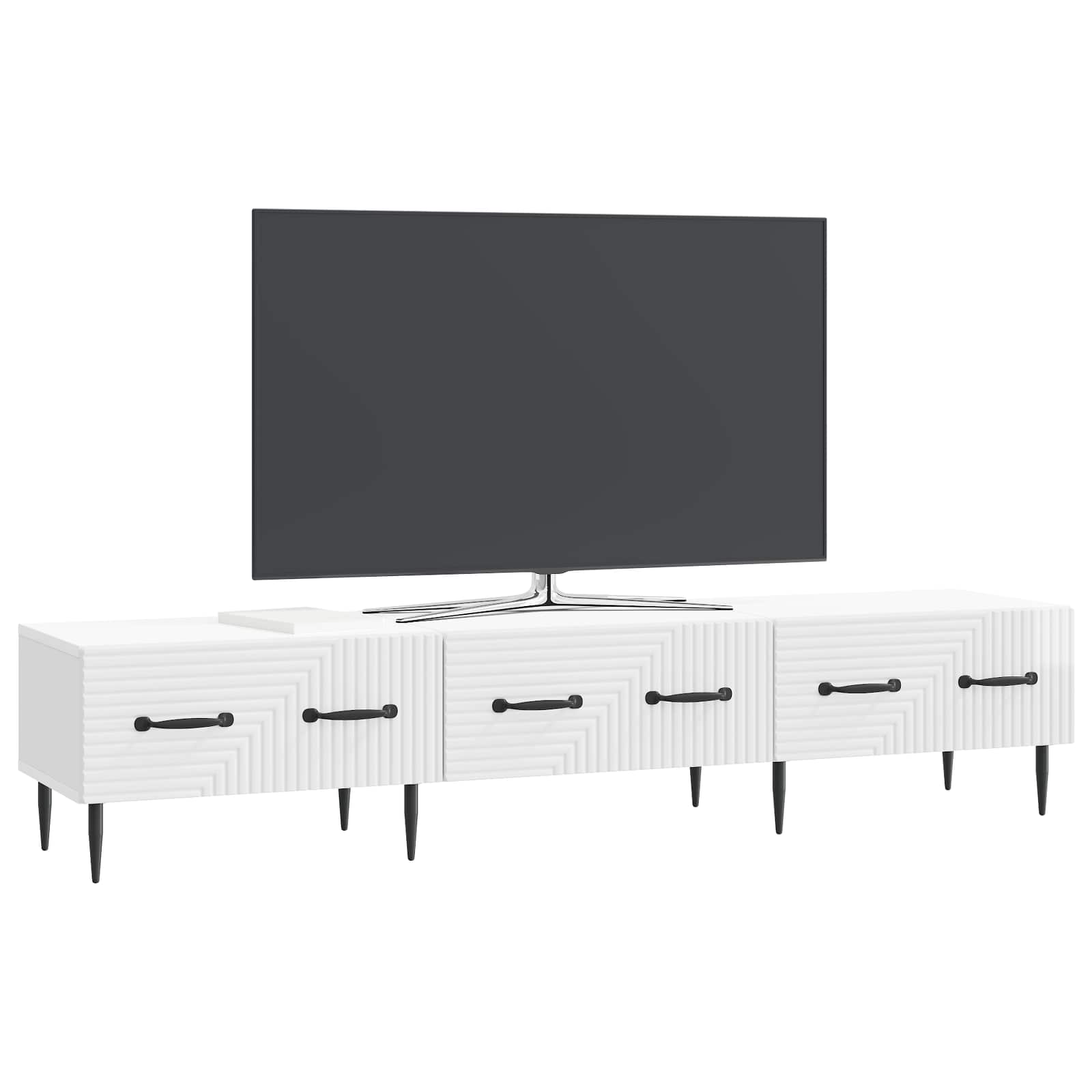 Mobile TV Bianco Lucido 147 x 34,5 x 30 cm Legno ingegnerizzato
