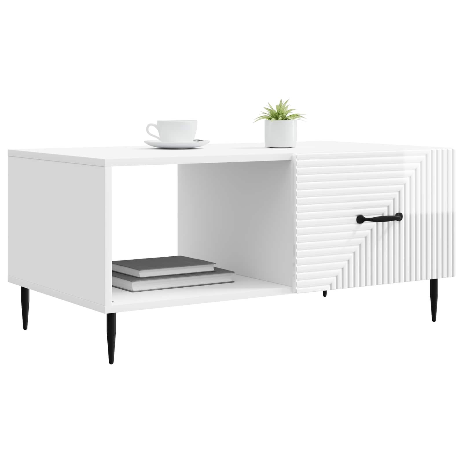 Tavolino da salotto Bianco Lucido 90 x 50 x 40 cm