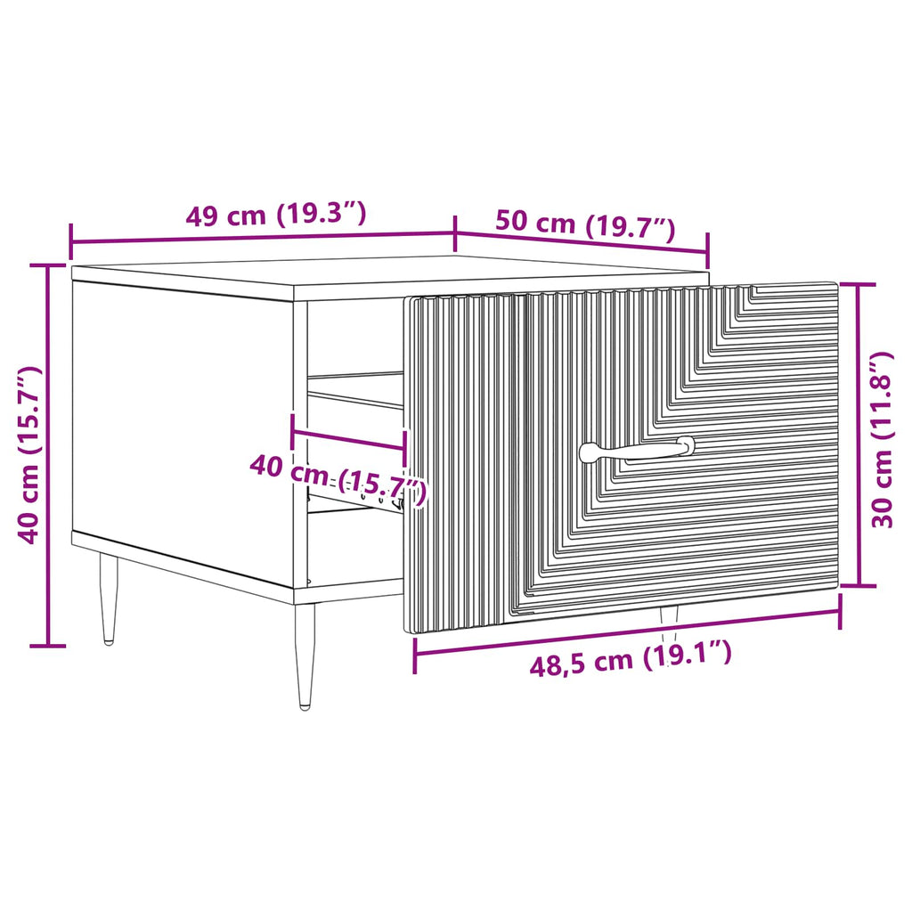 Tavolino da salotto Nero 49 x 50 x 40 cm Legno ingegnerizzato