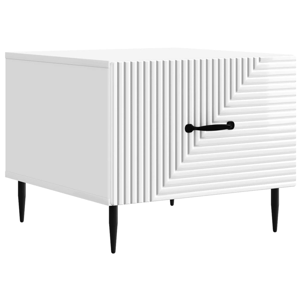 Tavolino da salotto con cassetto Bianco Lucido 49 x 50 x 40 cm