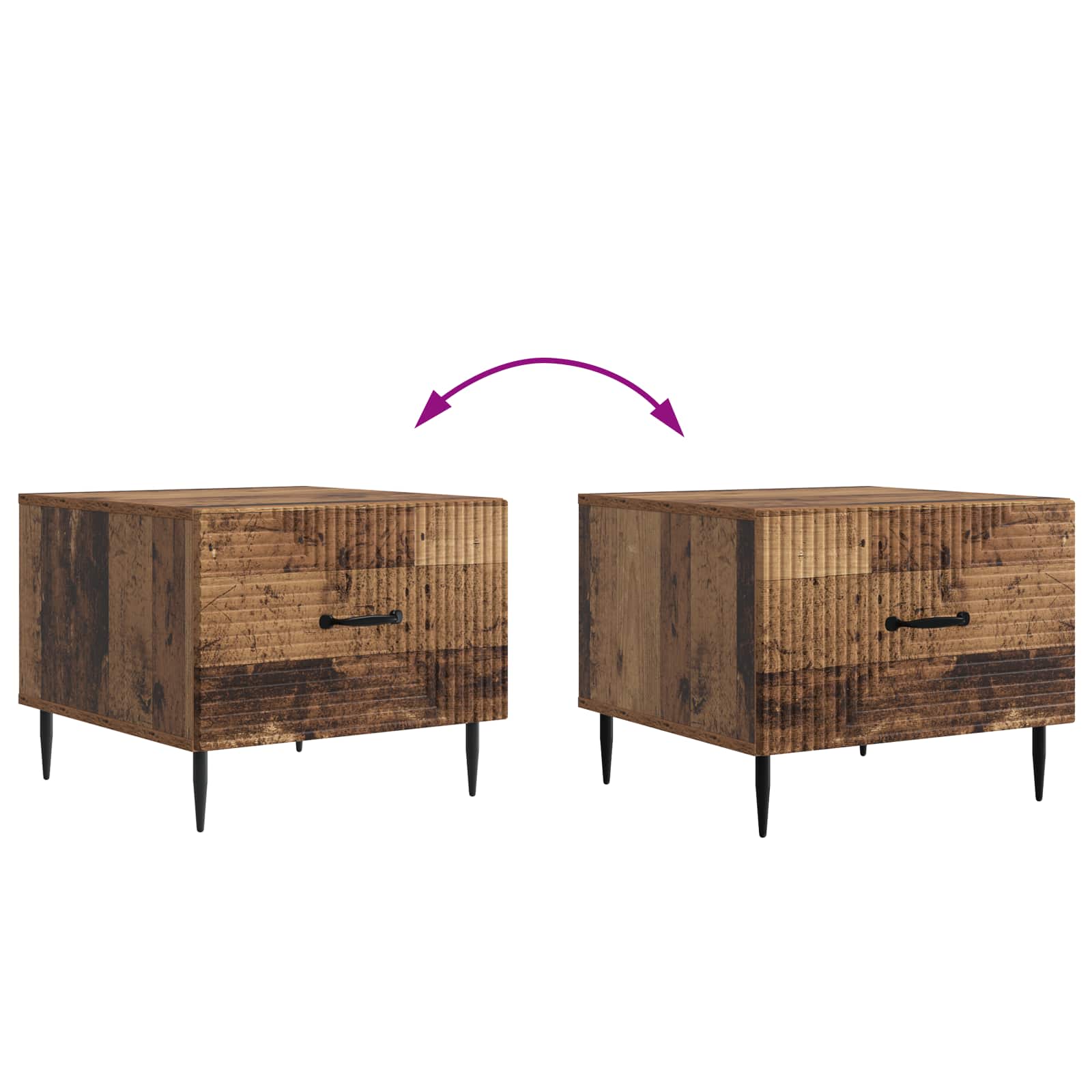 Tavolino da salotto con cassetto Legno antico 49 x 50 x 40 cm