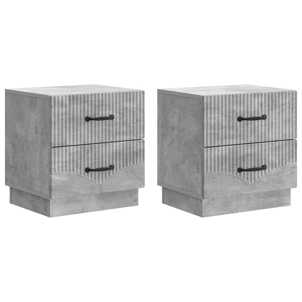 Armadio da Notte 2 pcs Grigio Cemento 43 x 34,5 x 44,5 cm