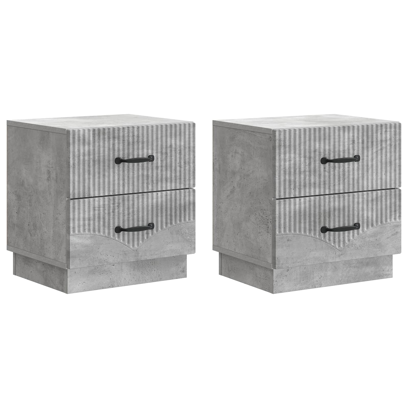 Armadio da Notte 2 pcs Grigio Cemento 43 x 34,5 x 44,5 cm
