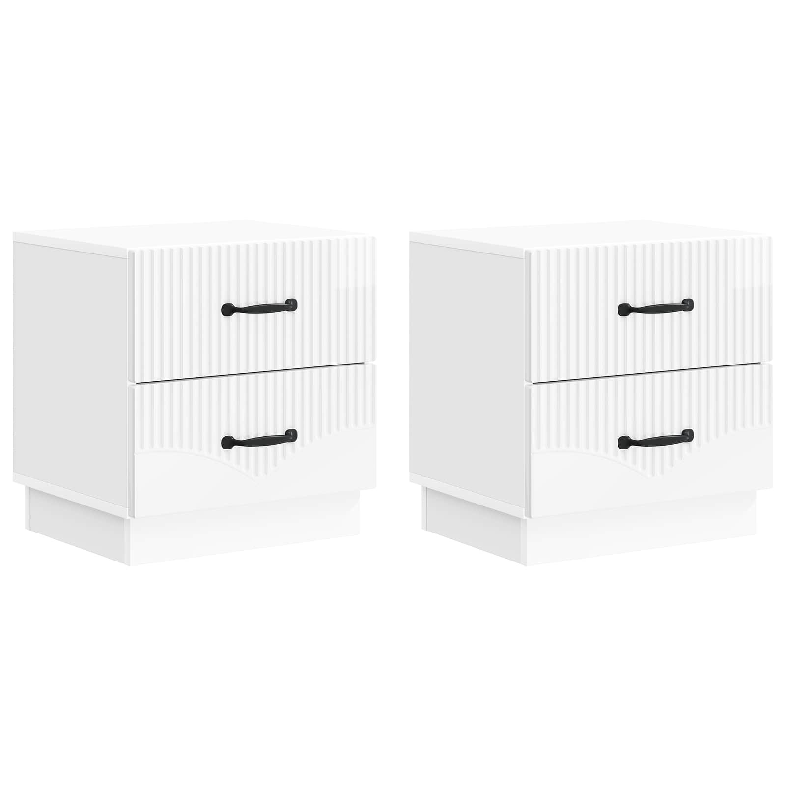 Armadio da Notte 2 pcs Bianco Lucido 43 x 34,5 x 44,5 cm