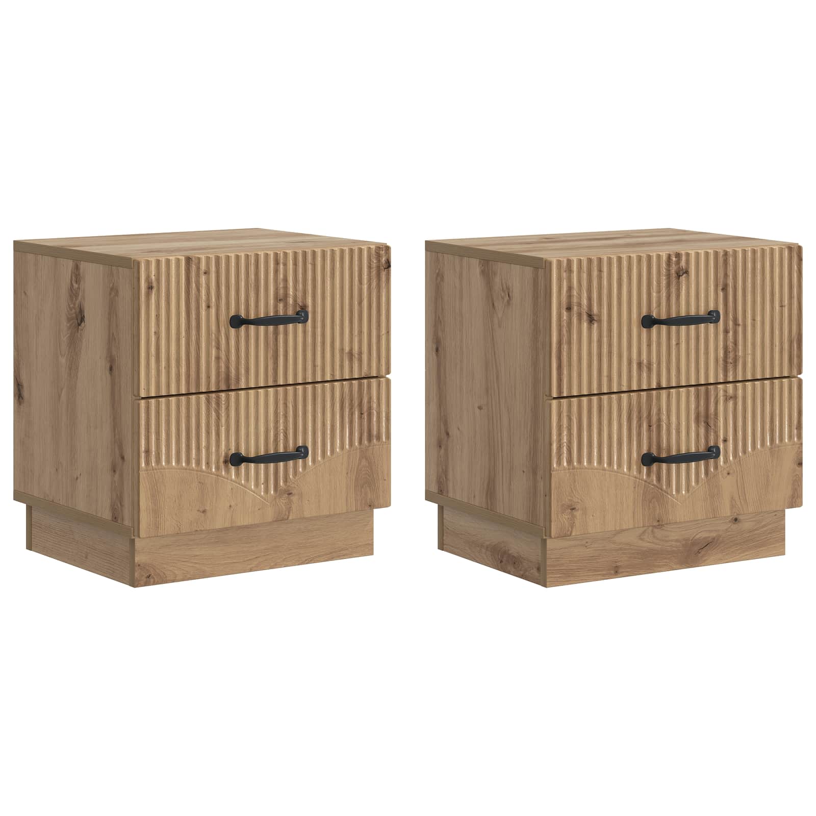 Armadio da Notte 2 pcs Rovere Artigianale 43 x 34,5 x 44,5 cm