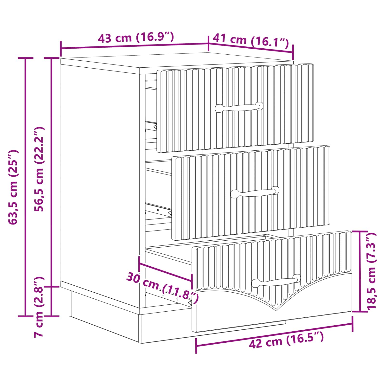 Armadio da Notte con cassetto Bianco Lucido 43 x 41 x 63,5 cm