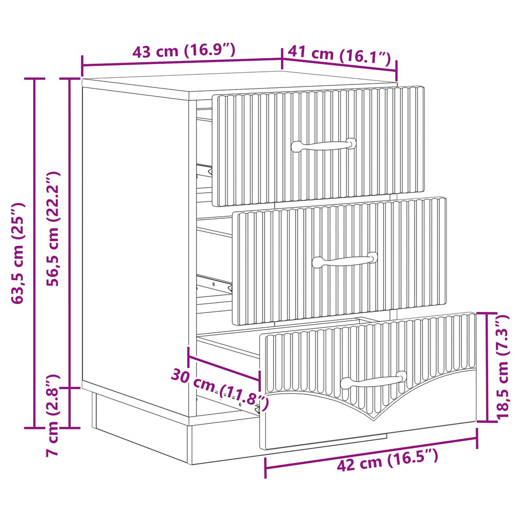 Armadio da Notte con cassetto Rovere Fumo 43 x 41 x 63,5 cm