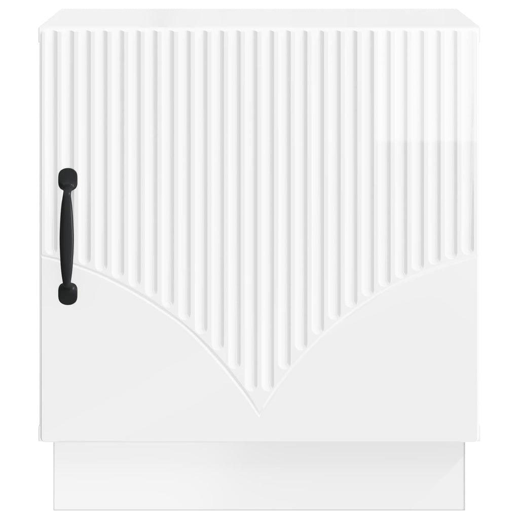 Comodino Bianco Lucido 43 x 34,5 x 47 cm Legno ingegnerizzato