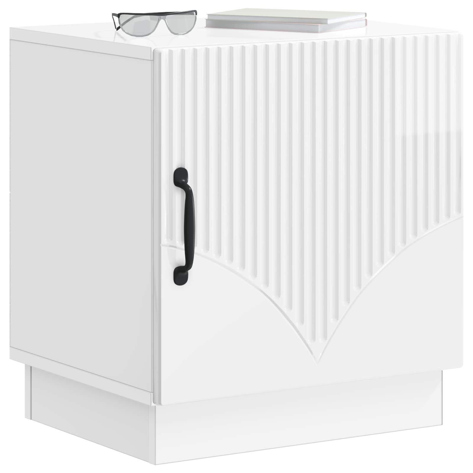 Comodino Bianco Lucido 43 x 34,5 x 47 cm Legno ingegnerizzato