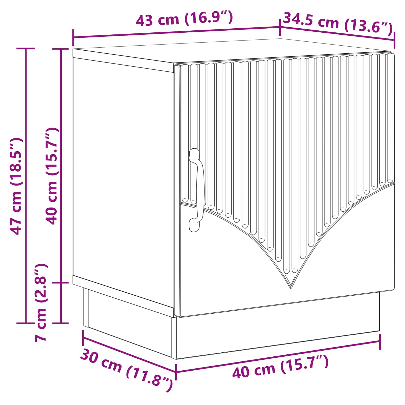 Comodino 2 pcs Rovere Fumo 43 x 34,5 x 47 cm