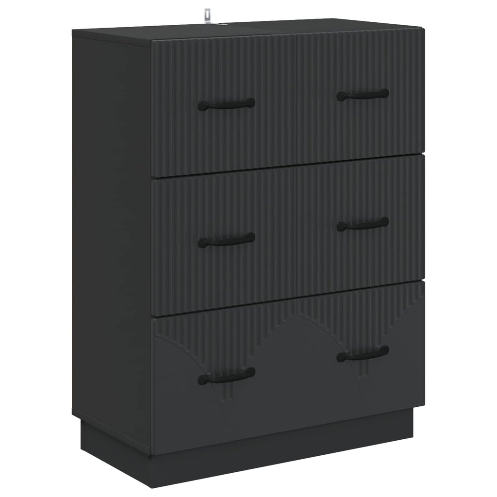 Mobile con Cassetti Nero 66 x 34,5 x 87 cm Legno ingegnerizzato